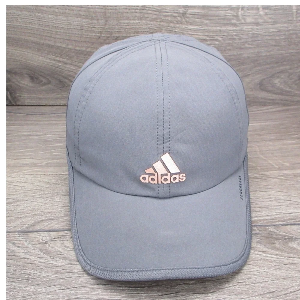 Adidas Hat Cap Womens Strap Back Gray Aeroready Running Athletic Training Gym